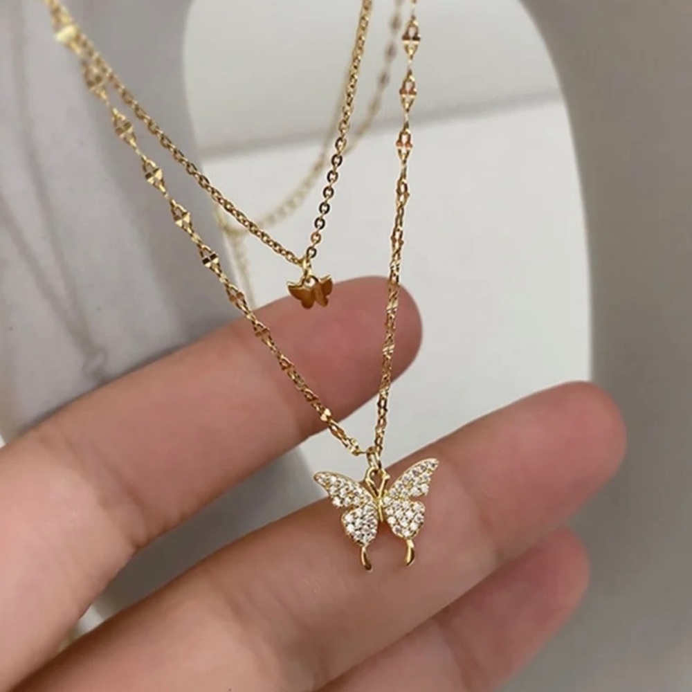 double butterfly pendant necklace